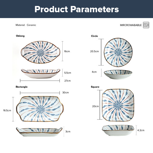 Locaupin Porcelain Serving Side Dishes Saucer Plate Condiments Appetizer Dessert Snacks Dinnerware Pattern Design