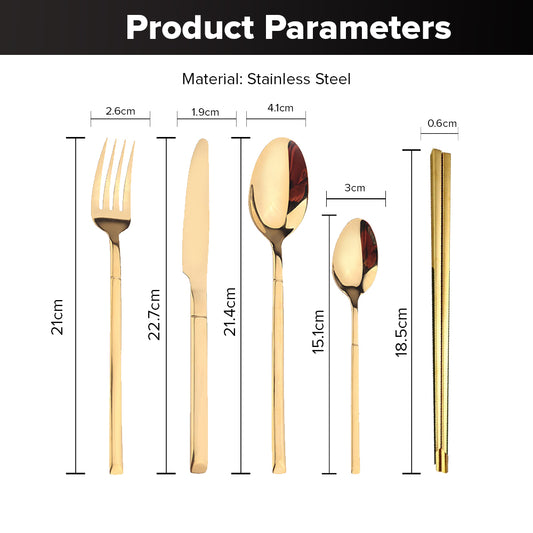 Locaupin Tableware Service Stainless Luxury Dining Cutlery Modern Spoon Fork Chopsticks Teaspoon Knife For Home Hotel Use