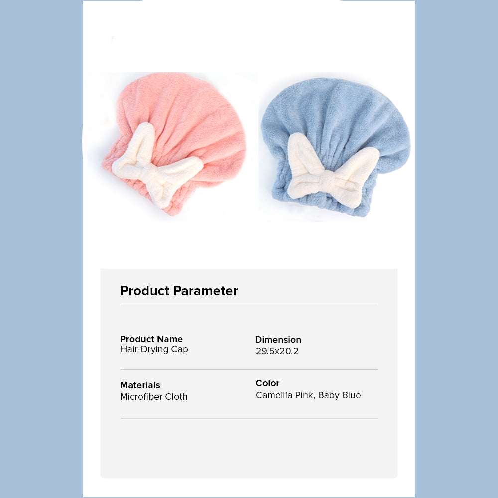Locaupin Coral Velvet Hair Drying Cap Multipurpose Shower Tool Bath Towel Head Bow-Knot Turban Elastic Band Wrap Strong Water Absorption