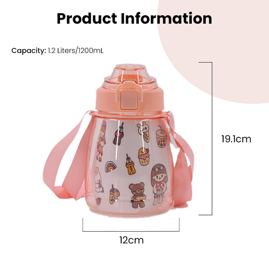 Locaupin Toddler Drinking Straw Water Bottle Adjustable Strap Tumbler Sippy Cup For Kids Customize with Sticker