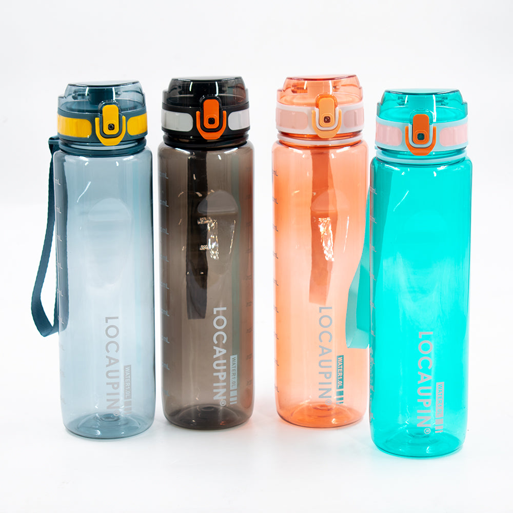 Locaupin Transparent Sports Water Bottle One Click Open Lock Lid Leak Proof Non-Toxic Tumbler For Gym Yoga Fitness Camping