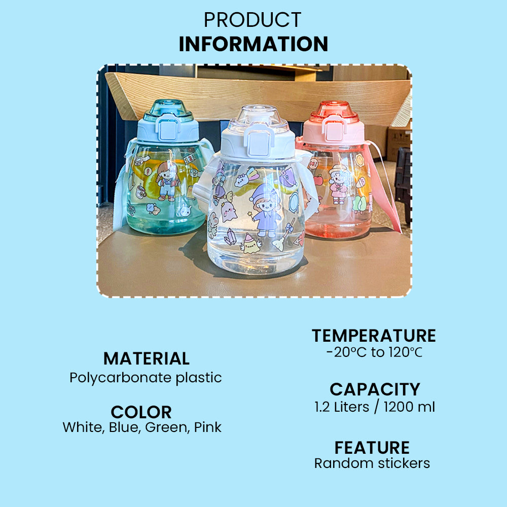 Locaupin Toddler Drinking Straw Water Bottle Adjustable Strap Tumbler Sippy Cup For Kids Customize with Sticker