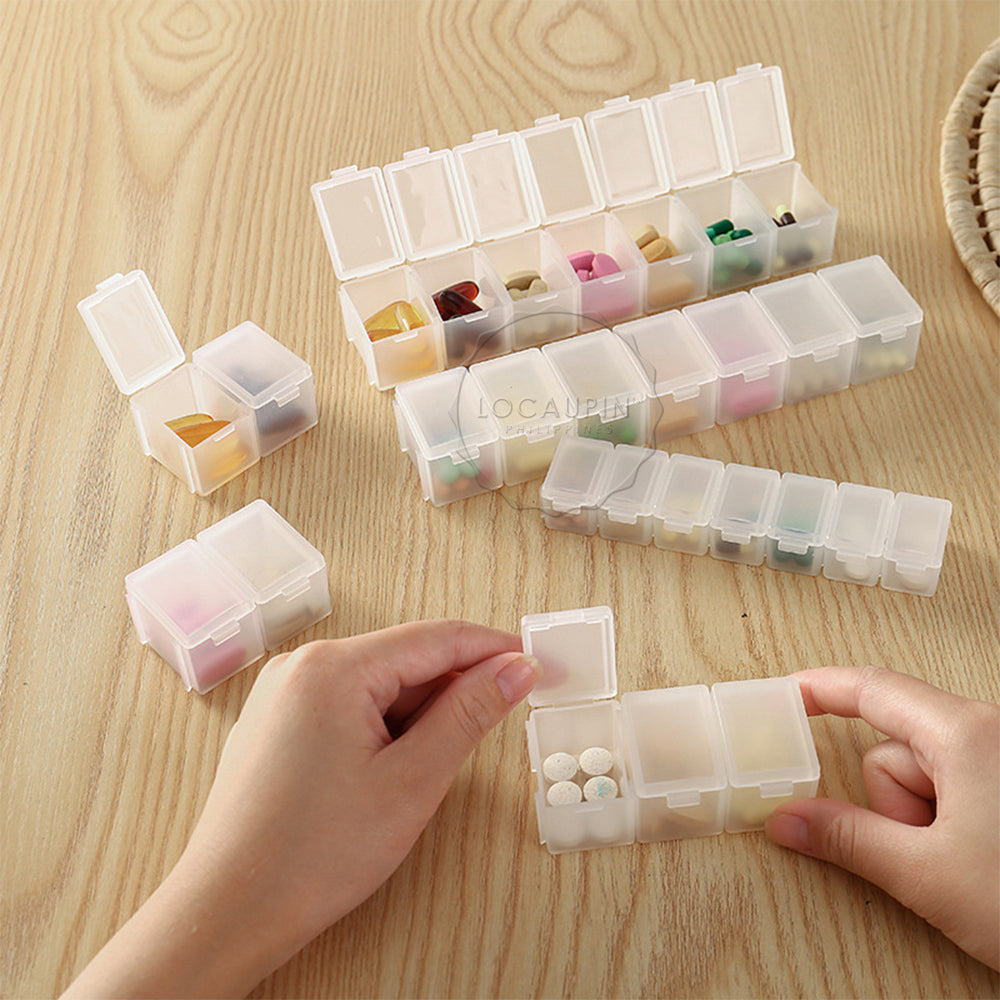 Locaupin Weekly Pill Organizer Portable Medicine Case Box Large Compartments Container Moisture-Proof Travel or Daily Use For Vitamins Supplement