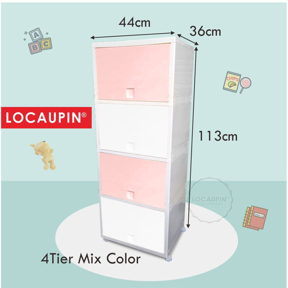 4 Tier PP Plastic Wardrobe Storage Cabinet Shelf Organizer