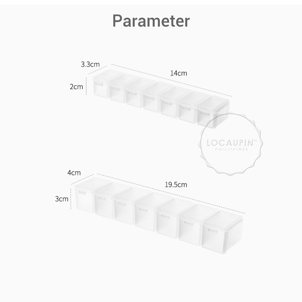 Locaupin Weekly Pill Organizer Portable Medicine Case Box Large Compartments Container Moisture-Proof Travel or Daily Use For Vitamins Supplement