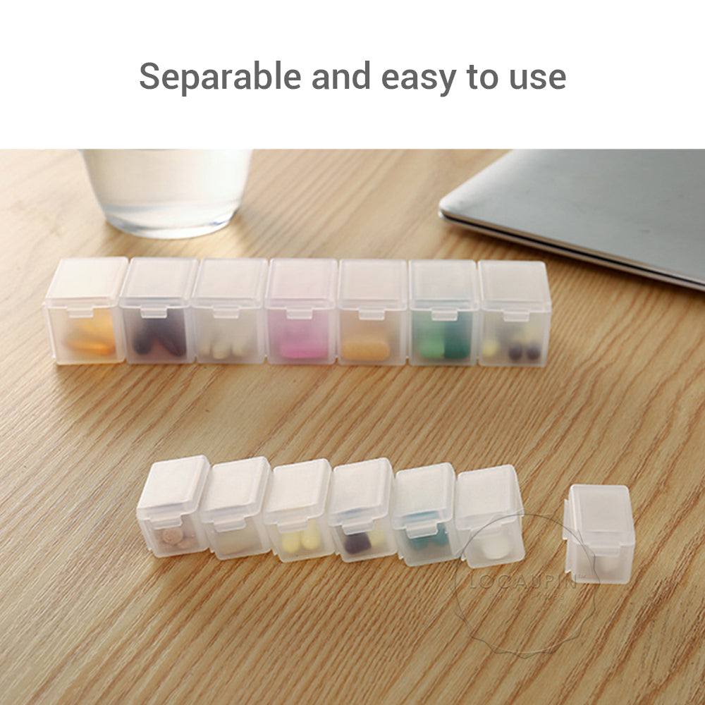 Locaupin Weekly Pill Organizer Portable Medicine Case Box Large Compartments Container Moisture-Proof Travel or Daily Use For Vitamins Supplement