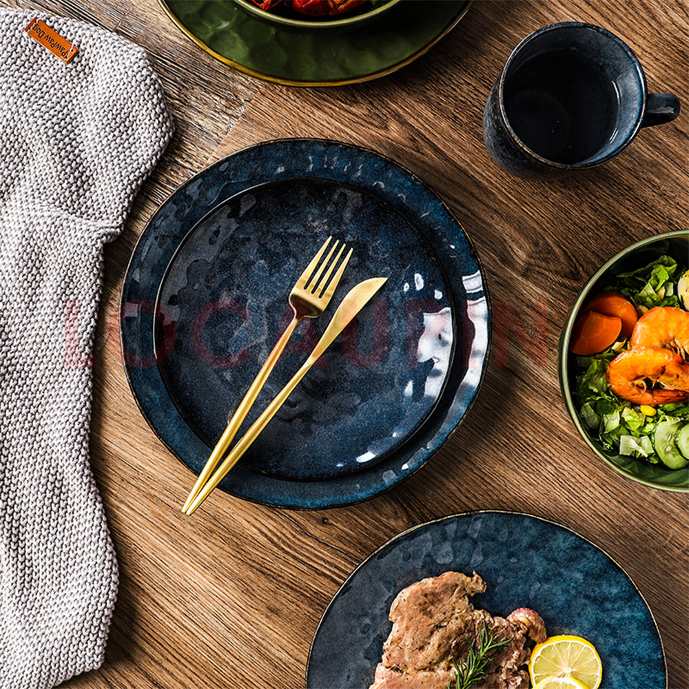 Locaupin NEW ARRIVAL European Style Vintage Hotel Restaurant Dining Porcelain Tableware Dinner Plate Soup Bowl Coffee Mug Appetizer Salad Steak Serving Dish