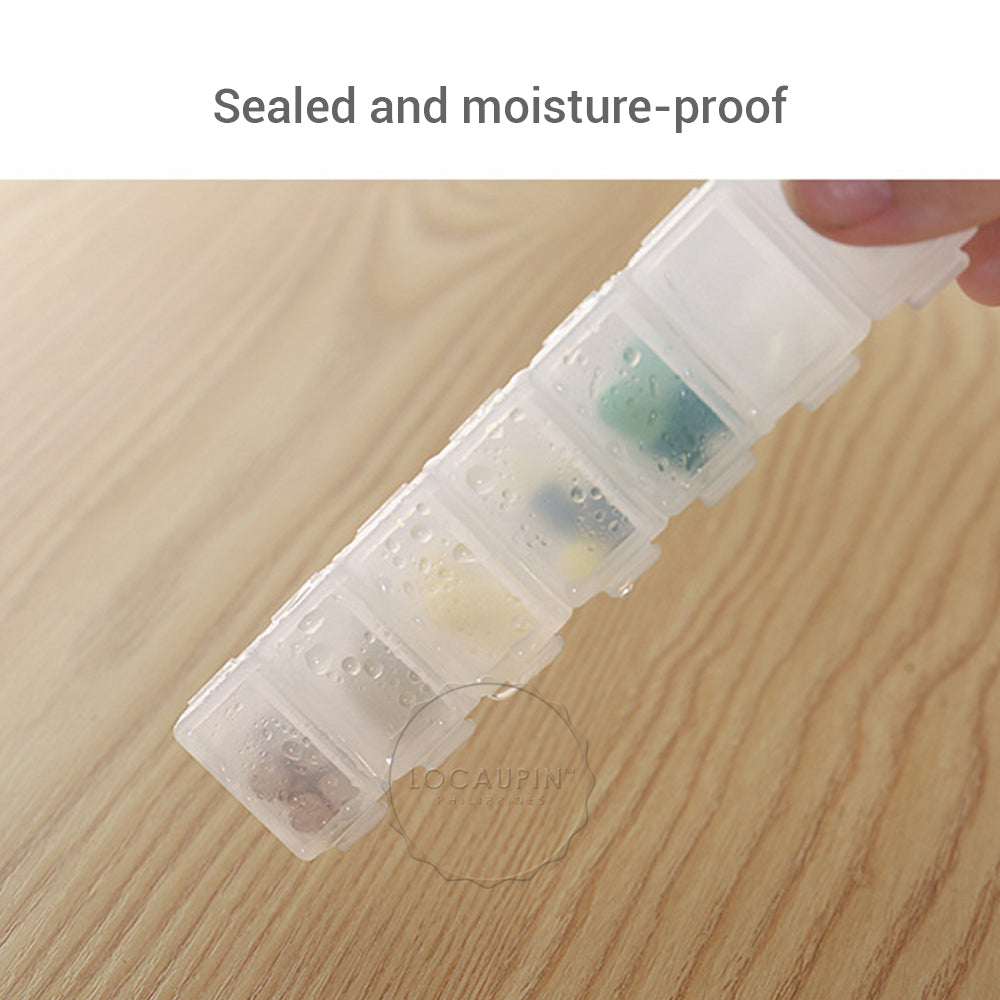 Locaupin Weekly Pill Organizer Portable Medicine Case Box Large Compartments Container Moisture-Proof Travel or Daily Use For Vitamins Supplement