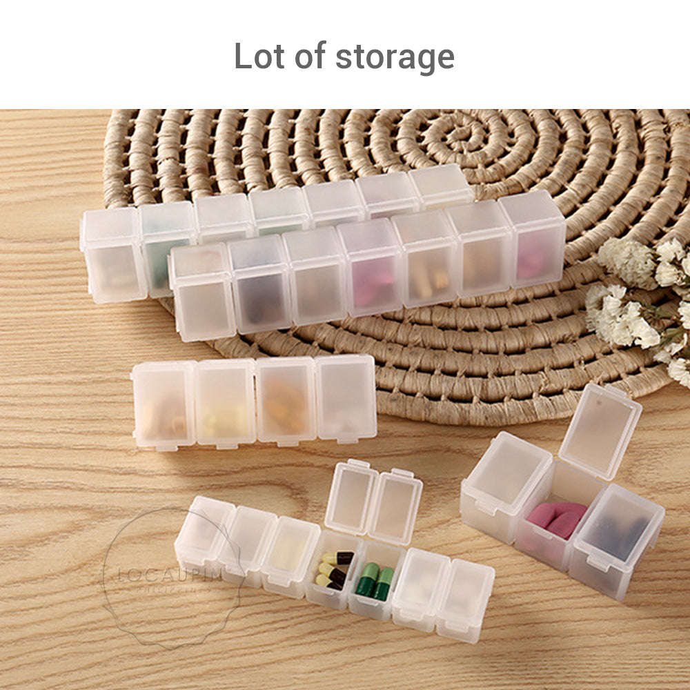 Locaupin Weekly Pill Organizer Portable Medicine Case Box Large Compartments Container Moisture-Proof Travel or Daily Use For Vitamins Supplement