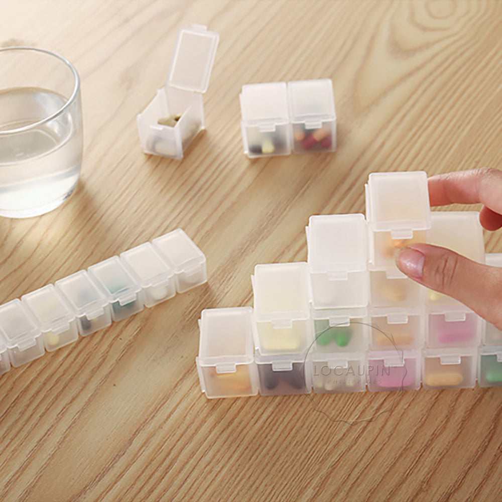 Locaupin Weekly Pill Organizer Portable Medicine Case Box Large Compartments Container Moisture-Proof Travel or Daily Use For Vitamins Supplement