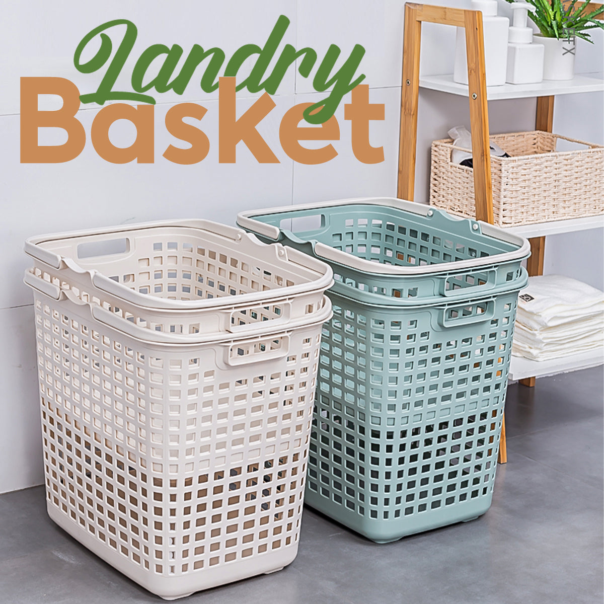 Locaupin Laundry Hamper with Handle Sundries Dirty Clothes Basket Storage Bucket Bathroom Mesh Container Washing Bin Closet Organizer