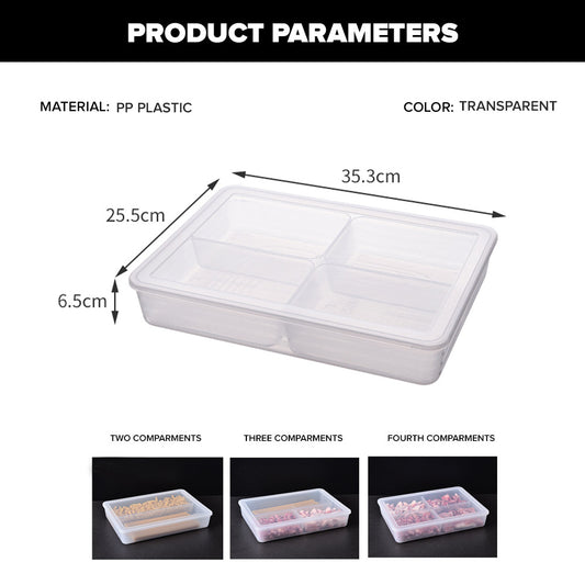 Locaupin Kitchen Fridge Organizer Food Storage Snack Container with Compartment Sorting Vegetable Serving Tray with Lid