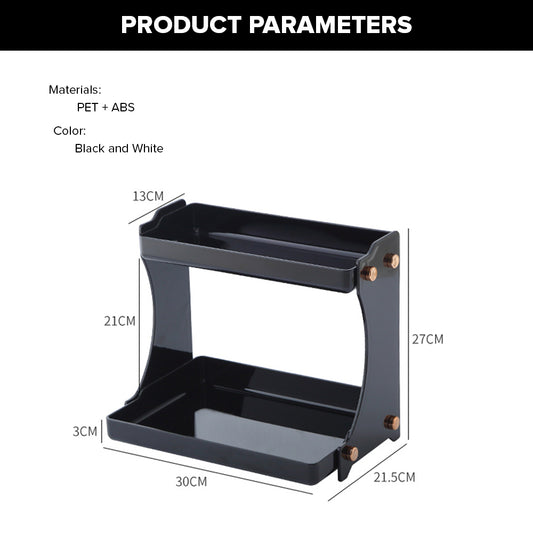 Locaupin 2 Layer Multifunctional Countertop Shelf Rack Spice Condiments Organizer Kitchen Bathroom Storage