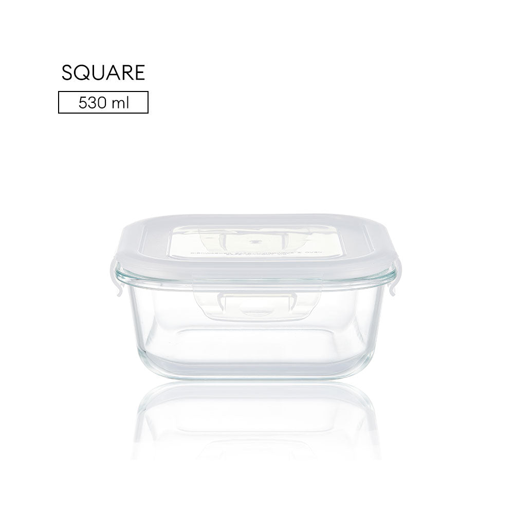 Locaupin Borosilicate Glass Food Container Fresh Keeper Meal Prep Bowl Airtight Locking Lid Lunch Box Left Over Storage