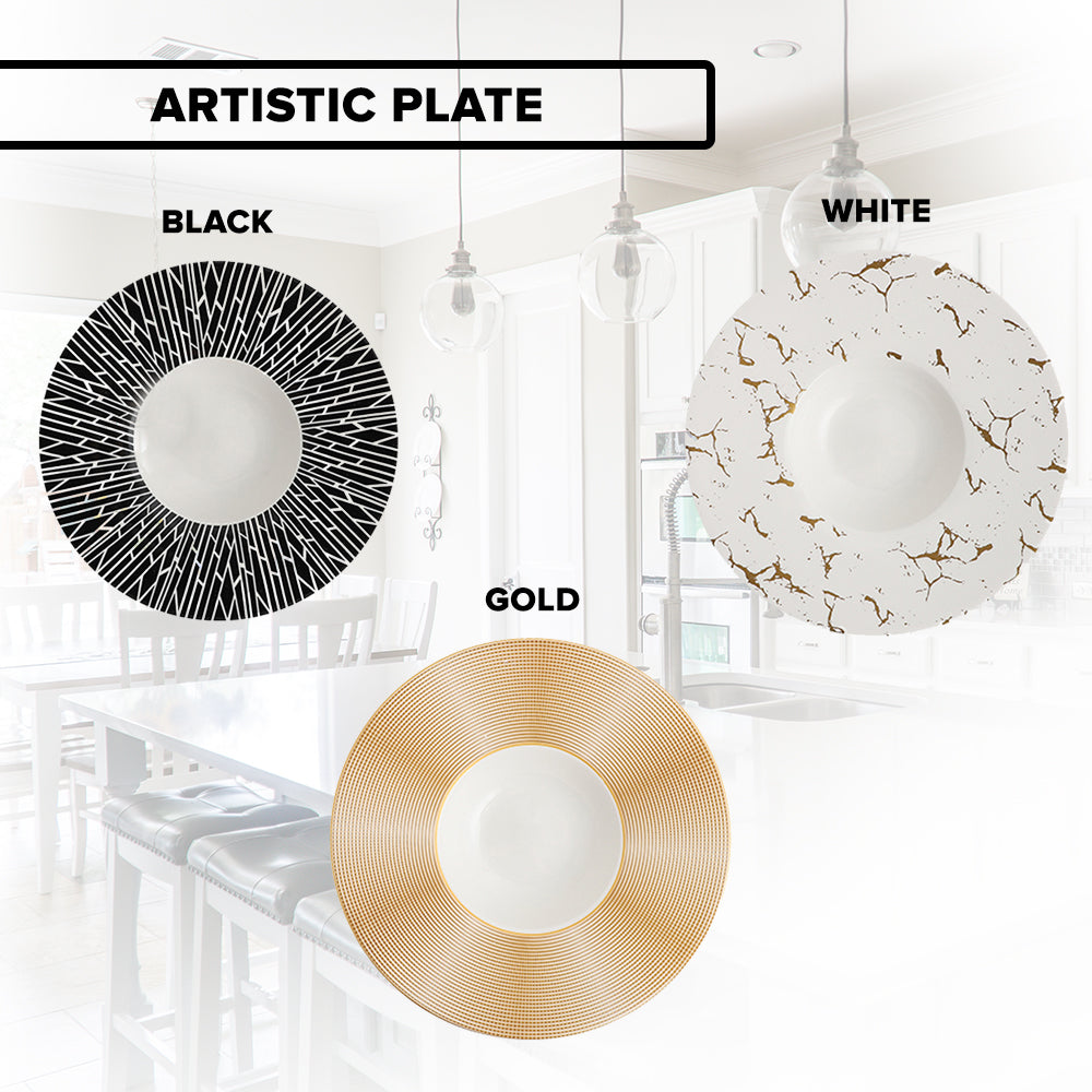 Locaupin Wide Rim Pasta Bowl Porcelain Microwavable Round Deep Plate Serving Dishes Dinner Salad Dessert Oven Safe Dinnerware