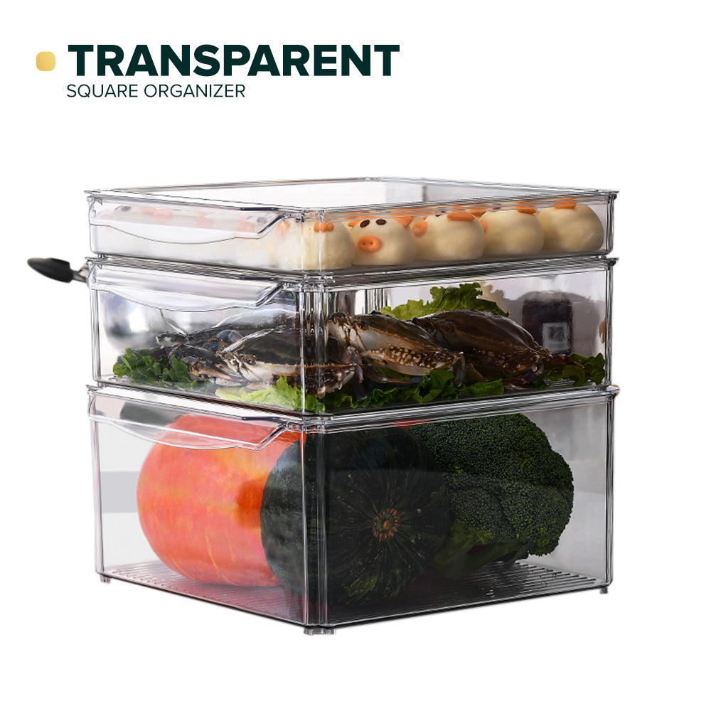Locaupin Stackable Food Storage Fridge Container Pantry Cabinet Keeper Kitchen Refrigerator Organizer Bin With Lid