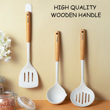 Load image into Gallery viewer, Locaupin SET Kitchen Utensil Non Stick Heat Resistant Cooking Tools with Wooden Handle Minimalist Silicone Bundle of Kitchenware
