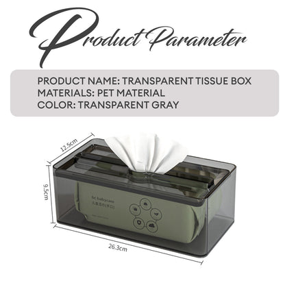 Locaupin Tinted Grey Rectangular Facial Tissue Dispenser Desktop Dresser Napkin Holder Box Bathroom Paper Sheet Container Storage