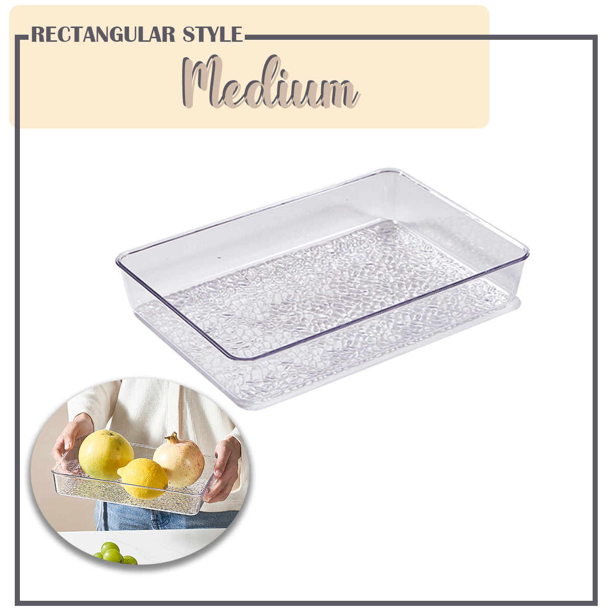 Locaupin Clear Serving Platter Food Snacks Tray Party Catering Dessert Display Multipurpose Kitchen Organizer Condiments Storage
