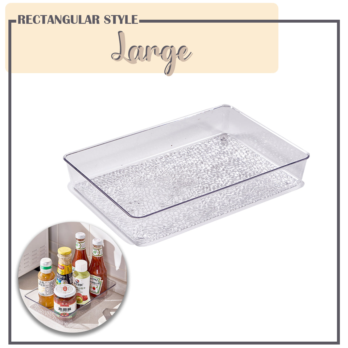 Locaupin Clear Serving Platter Food Snacks Tray Party Catering Dessert Display Multipurpose Kitchen Organizer Condiments Storage
