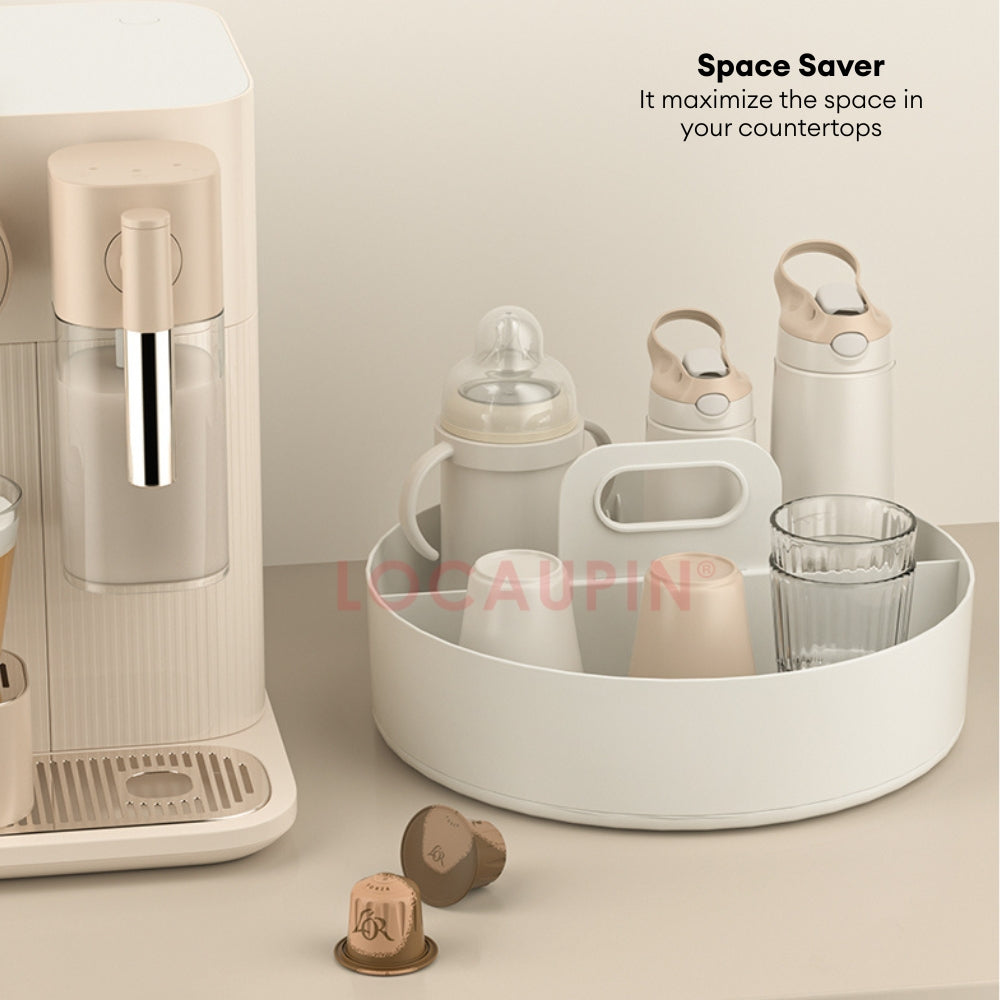 LOCAUPIN Rotatable Round Kitchen Storage Condiments Rack Organizer Seasoning Bottle Compartment Rotating Spice Rack