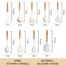 Load image into Gallery viewer, Locaupin High Quality Food Grade Silicone Cooking Utensils Kitchenware Spoon Ladle Turner With Wooden Handle Non Stick Cookware
