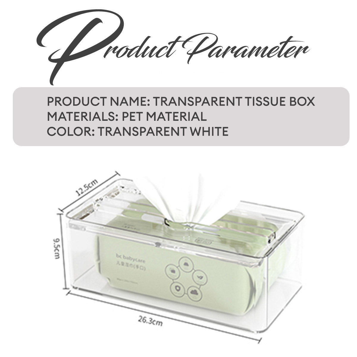 Locaupin Tinted Grey Rectangular Facial Tissue Dispenser Desktop Dresser Napkin Holder Box Bathroom Paper Sheet Container Storage