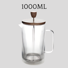 Load image into Gallery viewer, Locaupin French Press Coffee Maker with Handle and Walnut Wood Lid High Quality Hot and Cold Resistant Borosilicate Glass Pot
