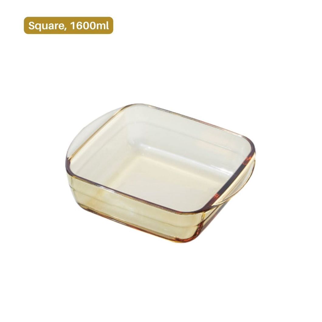 LOCAUPIN Borosilicate Vintage Glass Microwavable Baking Plate Christmas Food Serving Tray Oven Safe