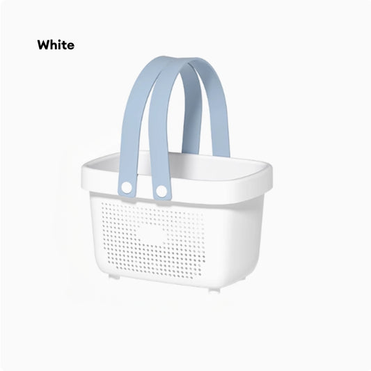 LOCAUPIN Bathroom Storage Basket with Silicone Handle Portable Organizer Caddy Organizer Bin Plastic Toiletry Basket
