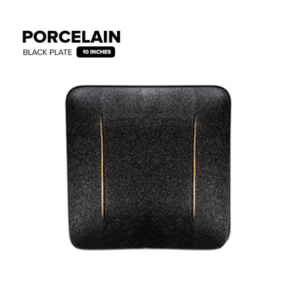 Locaupin Porcelain Catering Dish Serving Black Rice Bowl Snack Appetizer Plate For Steak Salad Pasta Restaurant Hotel Party Dinnerware