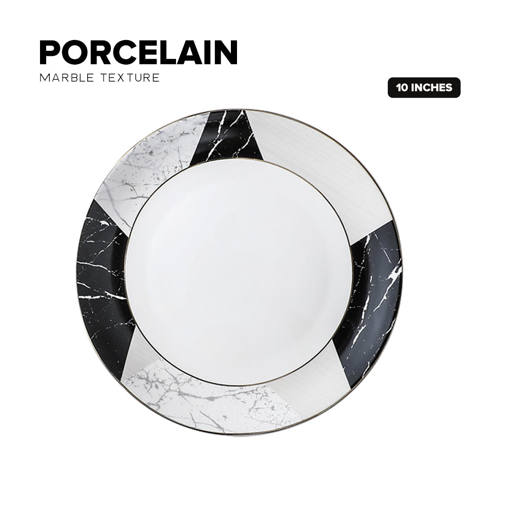 Locaupin Porcelain Marble Abstract Art Design Serving Dishes Pasta Steak Dinner Plate Luxurious Kitchen Restaurant Hotel Dining Tableware