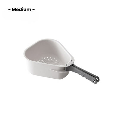 LOCAUPIN Foldable Handle Colander Draining Basket Food-Grade Vegetable & Fruit Strainer Space-Saving Triangle Basket