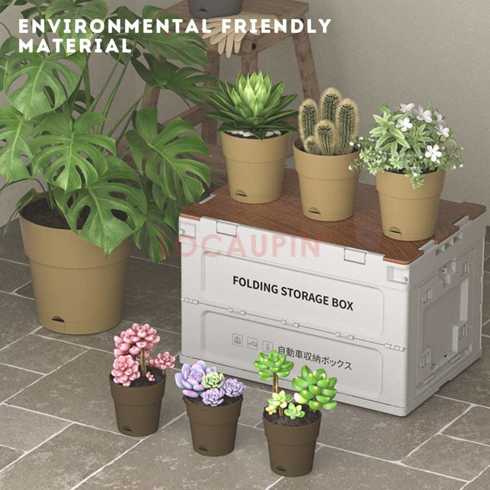 Locaupin Simple Style Flowerpot with Tray Minimalist Gardening Pot Indoor and Outdoor Garden Use