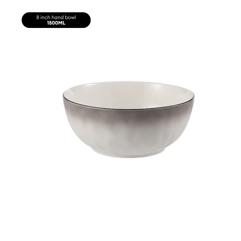 LOCAUPIN Minimalist Glazed Ceramic Dinnerware Microwave Oven Safe Multi-Size Plates and Bowls Dining Set Food Safe Plate