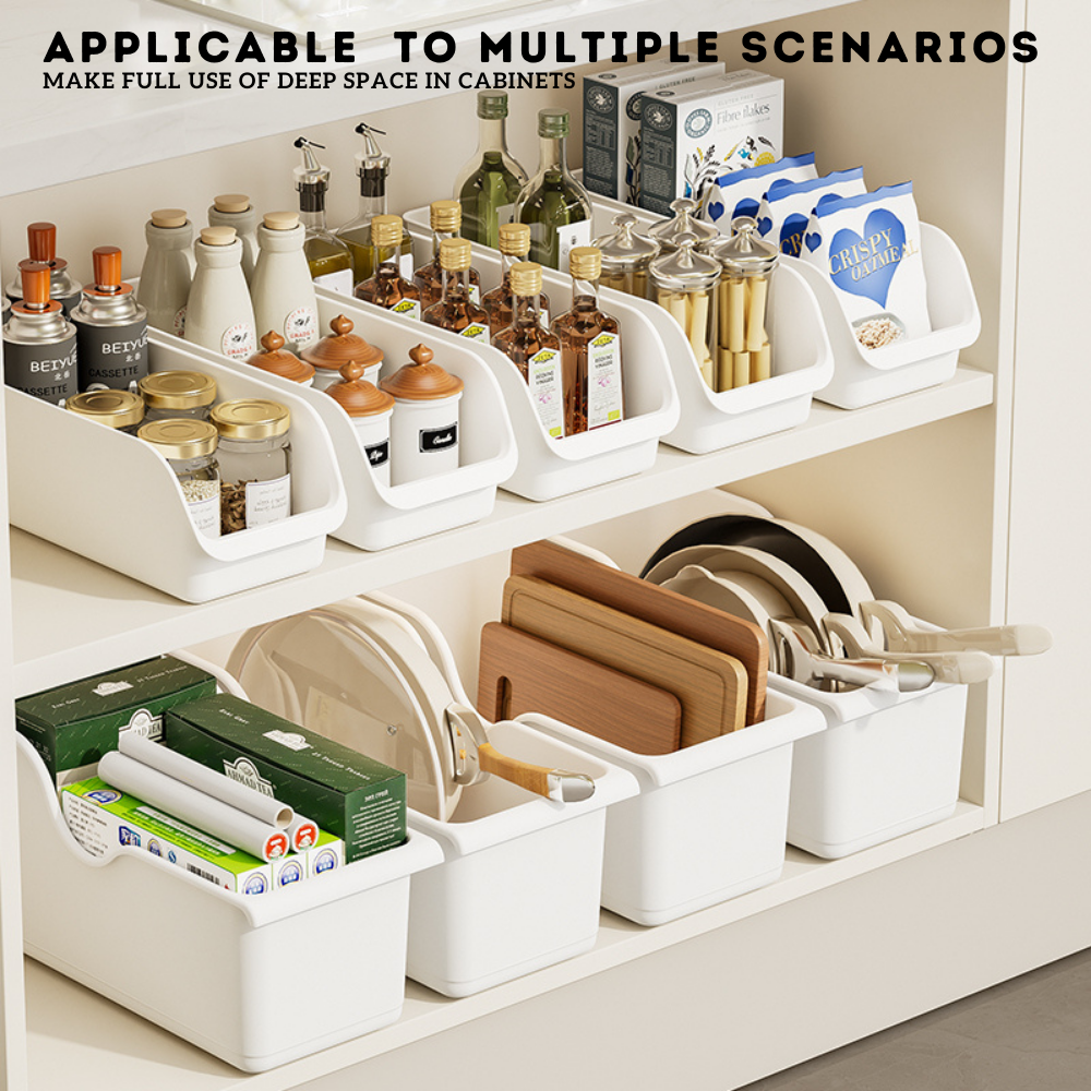 Locaupin Multifunctional Kitchen Cabinet Organizer Box Space Saving Large Capacity Pantry Pull-Out Storage Bin with Wheels