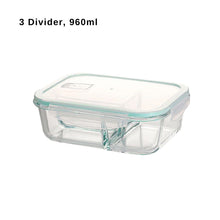 Load image into Gallery viewer, LOCAUPIN Lunch Box Glass Container with Divider Microwavable Oven Safe Air Vent Cover Food Storage
