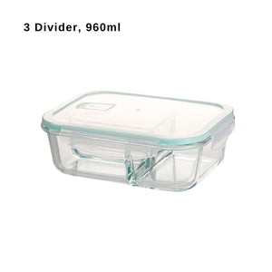 LOCAUPIN Lunch Box Glass Container with Divider Microwavable Oven Safe Air Vent Cover Food Storage