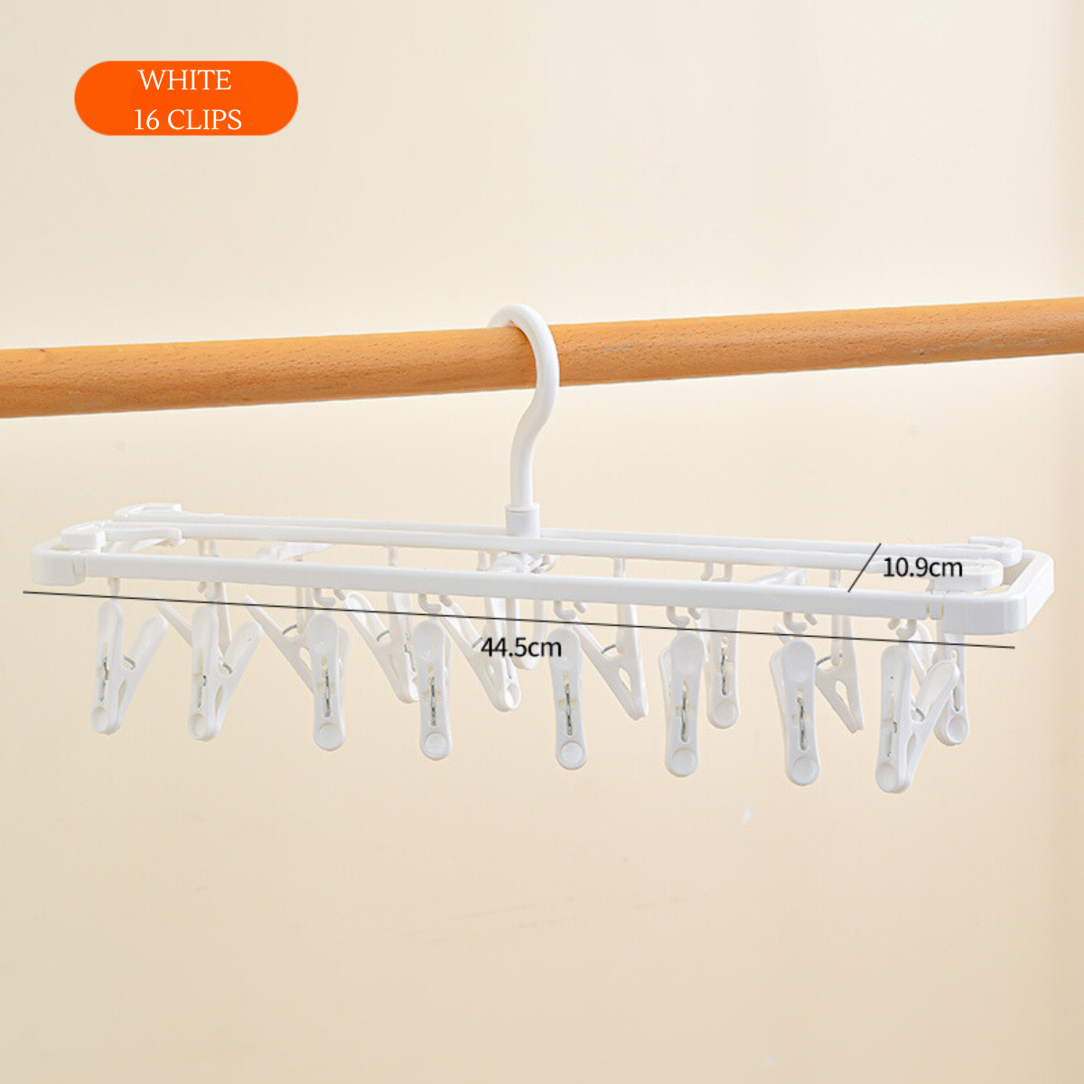 LOCAUPIN 16clips Space Saver Foldable Hanger Rotating Hook Undergarment Socks Bras Clips Organizer