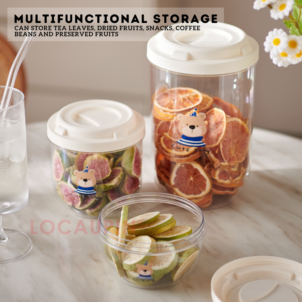 Locaupin Set of 3 Multifunctional Airtight Canister Stackable Food Storage Kitchen Pantry Moisture-Proof Fresh Keeping Containers