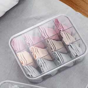 Locaupin Transparent Stackable Multipurpose Storage Organizer Kitchen Wardrobe Box with Removable Divider Sorting Container