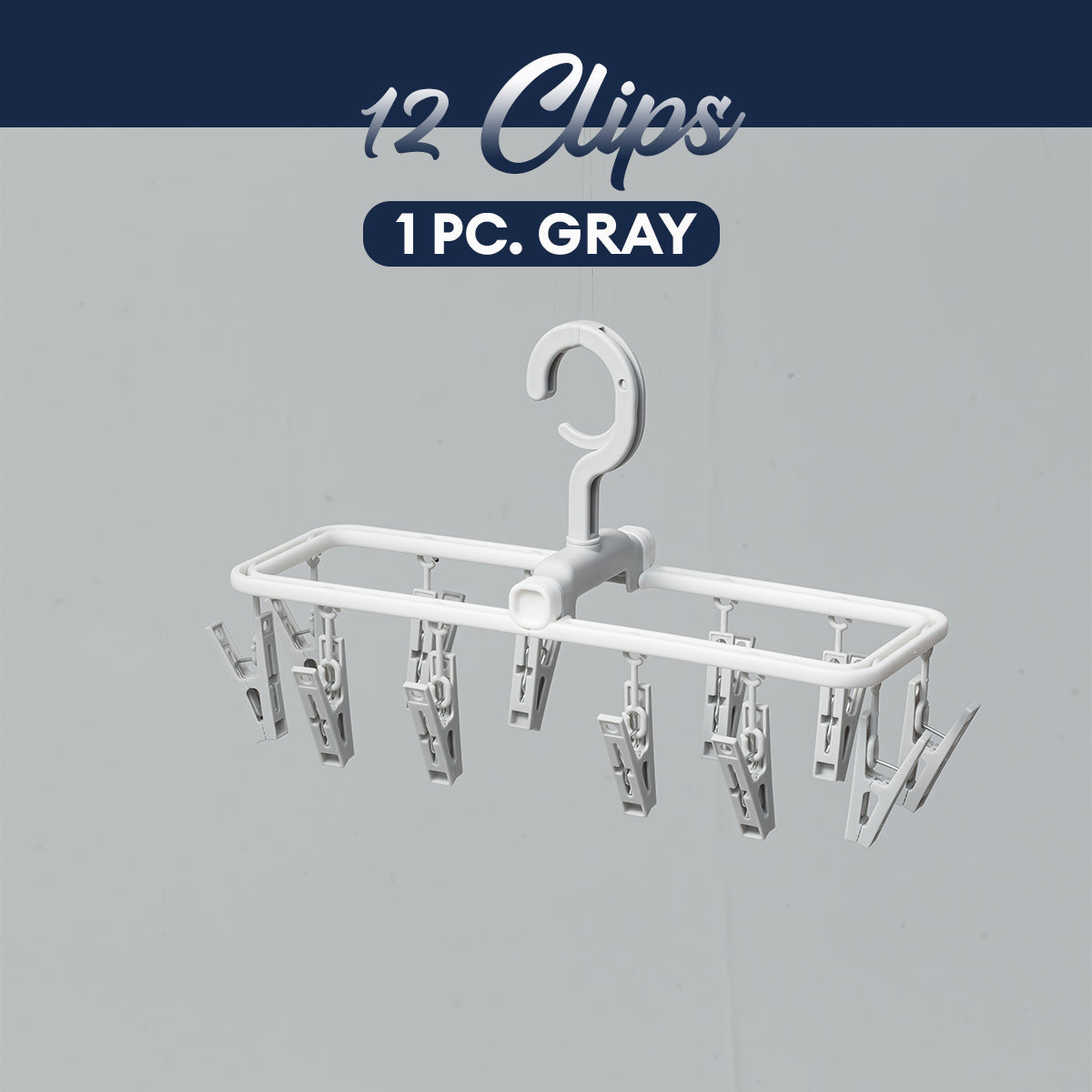 Locaupin Laundry Portable 12 Clips Folding Clothes Hanger Rotating Hook Socks Towel Undergarment Drying Rack