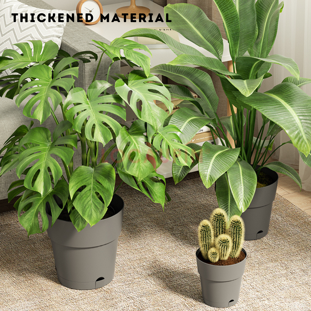 Locaupin Simple Style Flowerpot with Tray Minimalist Gardening Pot Indoor and Outdoor Garden Use