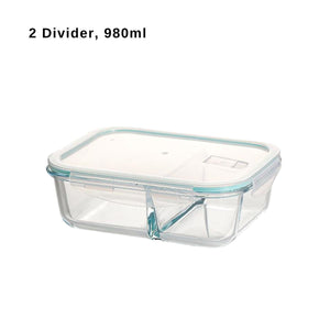 LOCAUPIN Lunch Box Glass Container with Divider Microwavable Oven Safe Air Vent Cover Food Storage