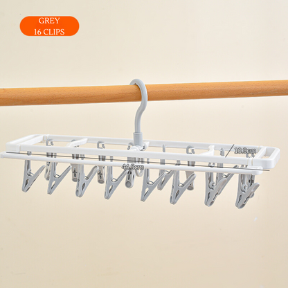 LOCAUPIN 16clips Space Saver Foldable Hanger Rotating Hook Undergarment Socks Bras Clips Organizer