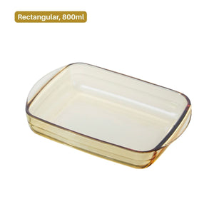 LOCAUPIN Borosilicate Vintage Glass Microwavable Baking Plate Christmas Food Serving Tray Oven Safe