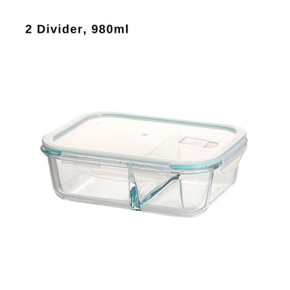 LOCAUPIN Lunch Box Glass Container with Divider Microwavable Oven Safe Air Vent Cover Food Storage