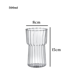 LOCAUPIN Borosilicate Glass Coffee Gift Mug Textured Aesthetic Drinking Cup Hot Cold Milk Tea