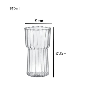 LOCAUPIN Borosilicate Glass Coffee Gift Mug Textured Aesthetic Drinking Cup Hot Cold Milk Tea