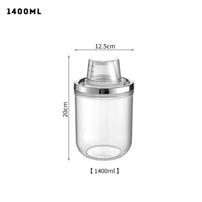 Locaupin Transparent Airtight Canister with Measuring Cup Lid Dust-Proof Insect-Proof Moisture-Proof Beans Grains Flour Storage